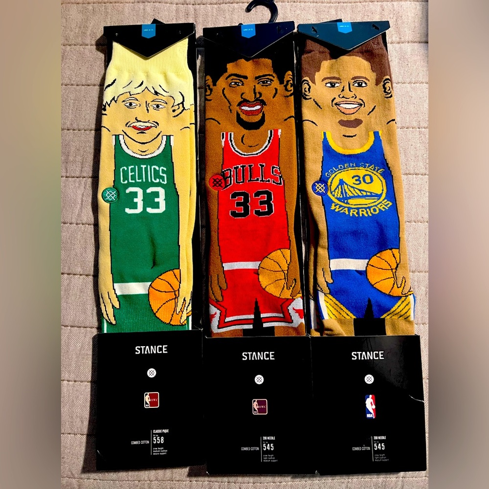 Stance NBA Socks Classic Pique fit no. 558. Curry, Pippen, Bird. 3 pairs.